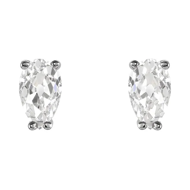 Earrings HarryChadEntcom White Gold Real Diamond Stud Earrings 4 Carats Prong Set Pear Old Mine Cut Earrings HarryChadEntcom White Gold Real Diamond Stud Earrings 4 Carats Prong Set Pear Old Mine Cut