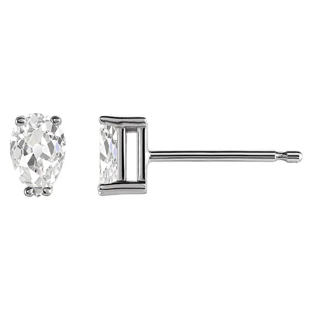 Earrings HarryChadEntcom White Gold Real Diamond Stud Earrings 4 Carats Prong Set Pear Old Mine Cut Earrings HarryChadEntcom White Gold Real Diamond Stud Earrings 4 Carats Prong Set Pear Old Mine Cut