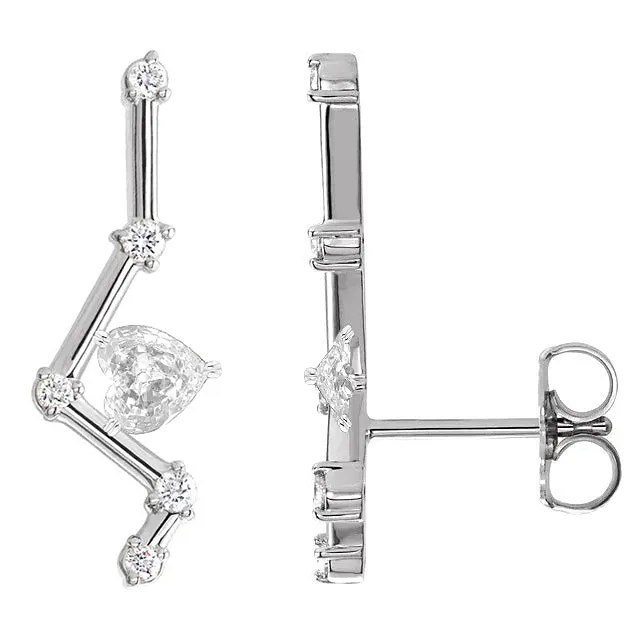 Earrings HarryChadEntcom Zigzag Drop Earrings 525 Ct Heart Old Cut Mined Diamond Jewelry