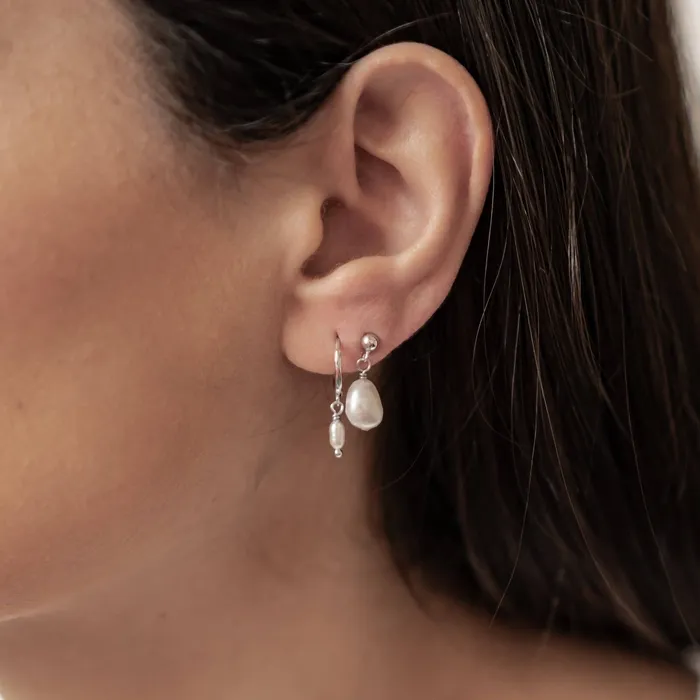 Earrings Hey Happiness Classic Pearl Huggie and Stud Earring Set Earrings Hey Happiness Classic Pearl Huggie and Stud Earring Set