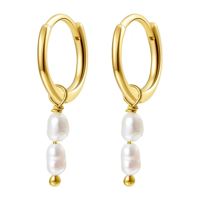Earrings Hey Happiness Double Pearl Charm Hoop Earrings Sterling Silver Gold Earrings Hey Happiness Double Pearl Charm Hoop Earrings Sterling Silver Gold