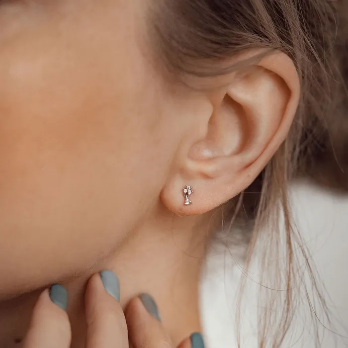 Earrings Hey Happiness Flower Drop Stud Earrings Sterling Silver Earrings Hey Happiness Flower Drop Stud Earrings Sterling Silver
