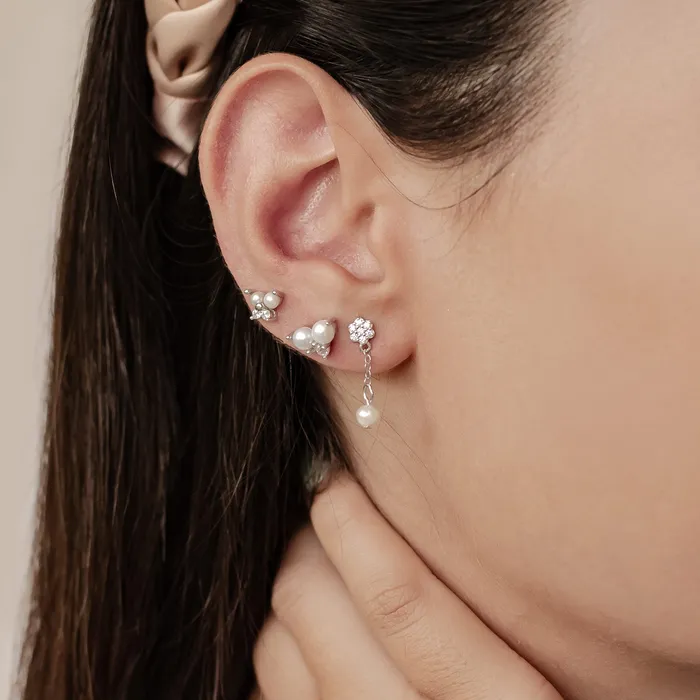 Earrings Hey Happiness Flower Pearl Earrings Set Sterling Silver