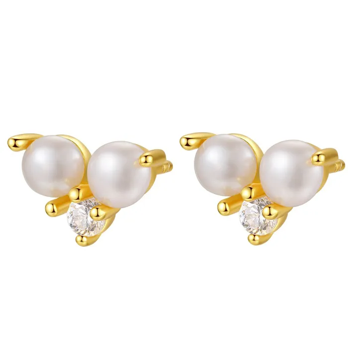 Earrings Hey Happiness Pyramid Pearl Stud Earrings Sterling Silver Gold