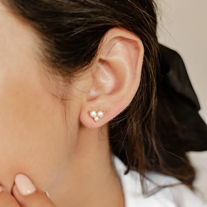 Earrings Hey Happiness Pyramid Pearl Stud Earrings Sterling Silver Gold Earrings Hey Happiness Pyramid Pearl Stud Earrings Sterling Silver Gold