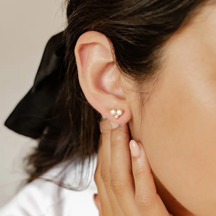 Earrings Hey Happiness Pyramid Pearl Stud Earrings Sterling Silver Gold Earrings Hey Happiness Pyramid Pearl Stud Earrings Sterling Silver Gold