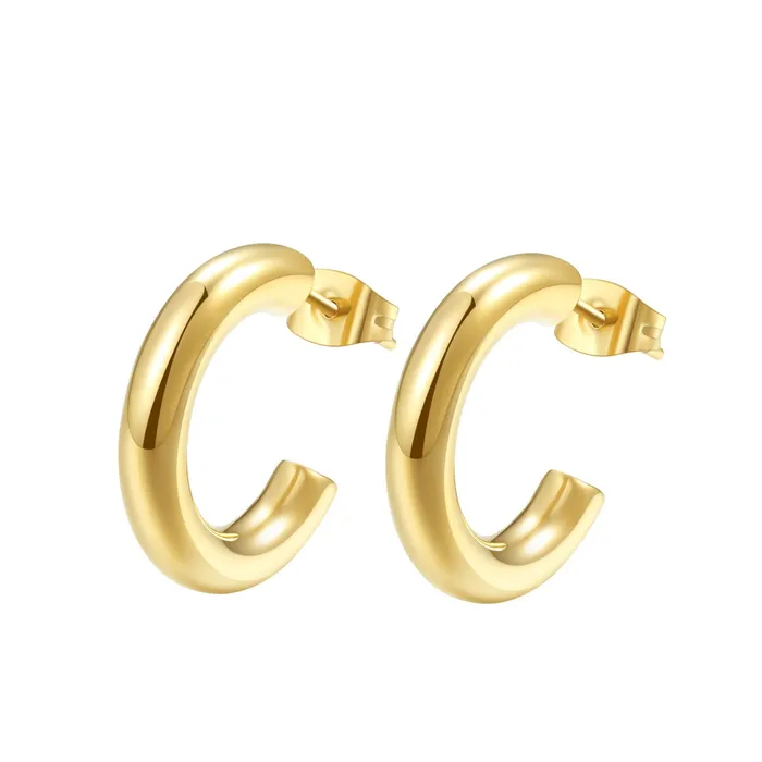 Earrings Hey Happiness Small Round Hoop Earrings Gold
