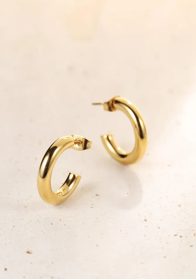 Earrings Hey Happiness Small Round Hoop Earrings Gold Earrings Hey Happiness Small Round Hoop Earrings Gold