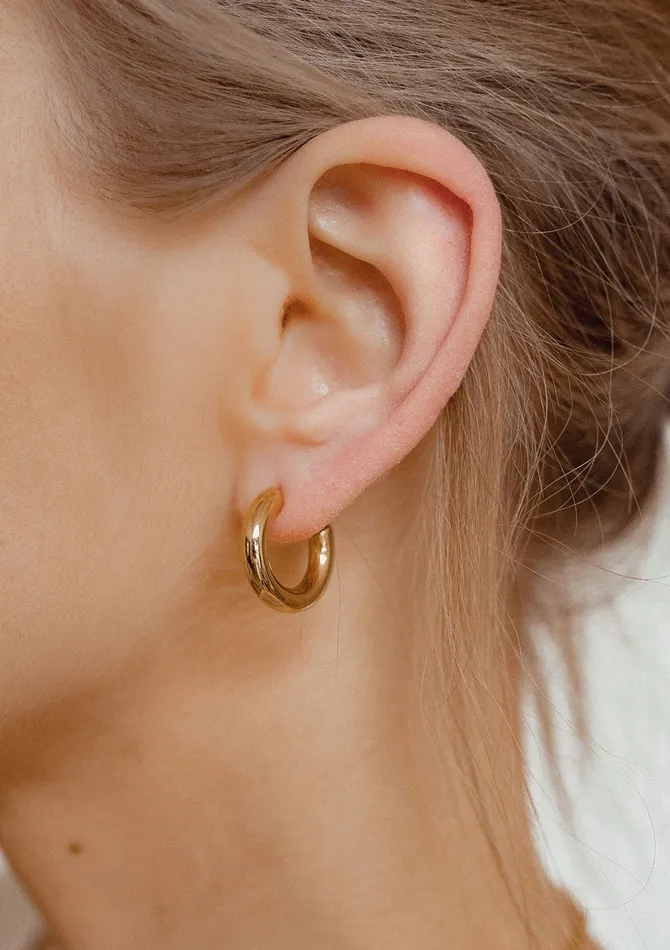 Earrings Hey Happiness Small Round Hoop Earrings Gold Earrings Hey Happiness Small Round Hoop Earrings Gold