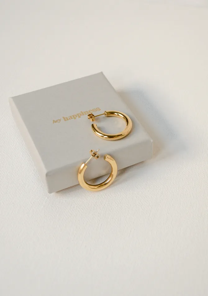 Earrings Hey Happiness Small Round Hoop Earrings Gold Earrings Hey Happiness Small Round Hoop Earrings Gold