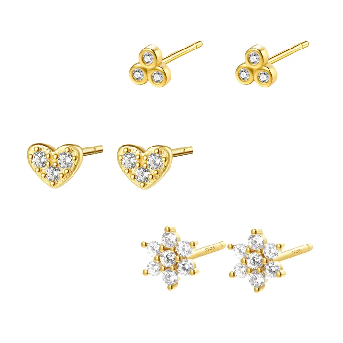 Earrings Hey Happiness Triad Stud Earring Sets Sterling Silver