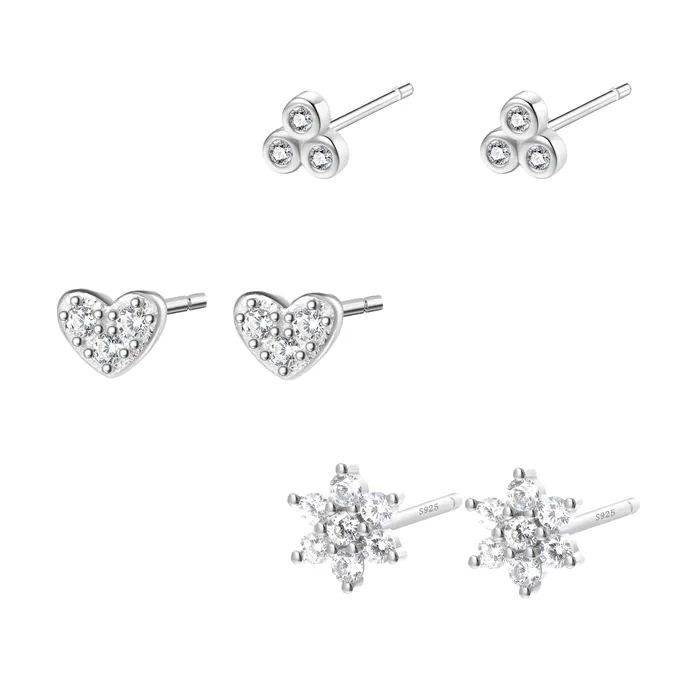 Earrings Hey Happiness Triad Stud Earring Sets Sterling Silver Earrings Hey Happiness Triad Stud Earring Sets Sterling Silver