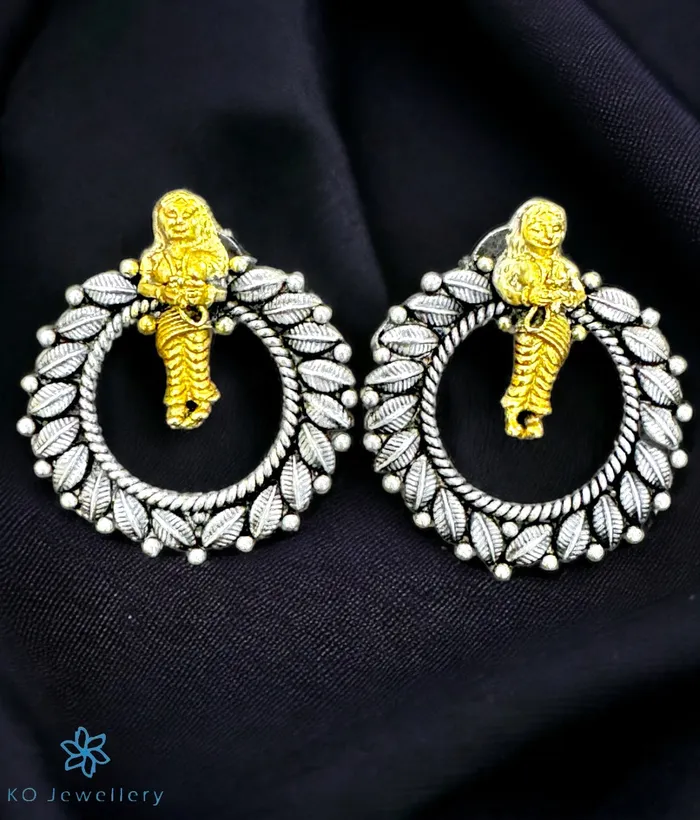 Earrings Kolhapur The Nartaki Antique Silver Earrings TwoTone