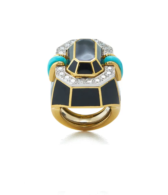Facet Ring Turquoise Black Enamel David Webb Workshop Rings