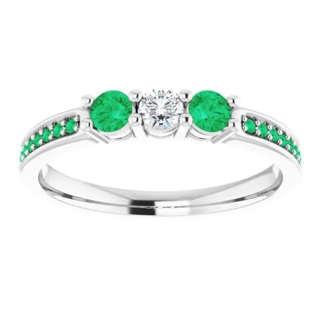 GB 150 Carats Emerald Natural Earth Mined Diamond Ring White Gold 14K Rings