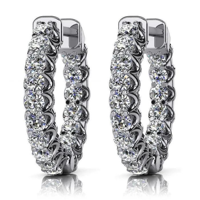 GB 585 Carats Natural Earth Mined Diamond Women Hoop Earrings Gold White 14K Earrings GB 585 Carats Natural Earth Mined Diamond Women Hoop Earrings Gold White 14K Earrings