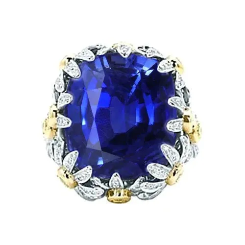 GB 8 Carat Two Tone Sapphire Engagement Ring Rings