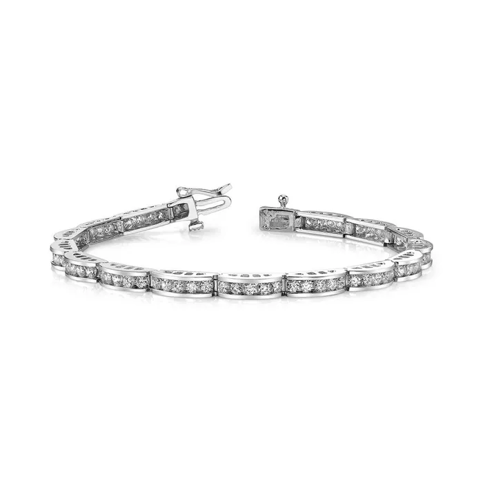 GB Bracelets 14K White Gold Round Channel Natural Earth Mined Diamond Bracelet 750 Carats GB Bracelets 14K White Gold Round Channel Natural Earth Mined Diamond Bracelet 750 Carats