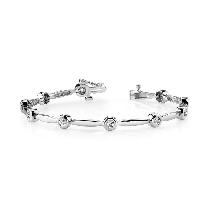 GB Bracelets 25 Carats Round Cut Natural Earth Mined Diamonds Shiny Link Bracelet White Gold 14K GB Bracelets 25 Carats Round Cut Natural Earth Mined Diamonds Shiny Link Bracelet White Gold 14K
