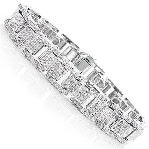 GB Bracelets 25 Carats Natural Earth Mined Diamond Men Bracelet Jewelry Solid White 14K Gold GB Bracelets 25 Carats Natural Earth Mined Diamond Men Bracelet Jewelry Solid White 14K Gold