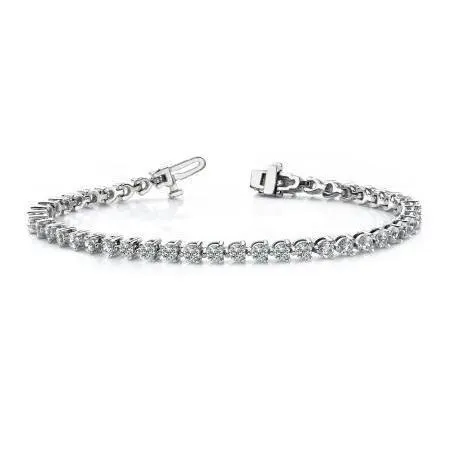 GB Bracelets 675 Carats Round 3 Prong Set Real Natural Earth Mined Diamond Tennis Bracelet Solid White Gold GB Bracelets 675 Carats Round 3 Prong Set Real Natural Earth Mined Diamond Tennis Bracelet Solid White Gold