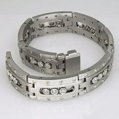 GB Bracelets Link Mens Bracelet 375 Carats Round Cut Natural Earth Mined Diamonds White Gold 14K GB Bracelets Link Mens Bracelet 375 Carats Round Cut Natural Earth Mined Diamonds White Gold 14K