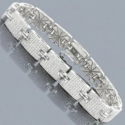 GB Bracelets Men Natural Earth Mined Diamond Bracelet White Gold 14K 14 Carats Jewelry