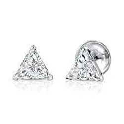 GB Earrings 1 Carat Trilliant Cut Natural Earth Mined Diamond Stud Women Earring Pair White Gold 14K GB Earrings 1 Carat Trilliant Cut Natural Earth Mined Diamond Stud Women Earring Pair White Gold 14K