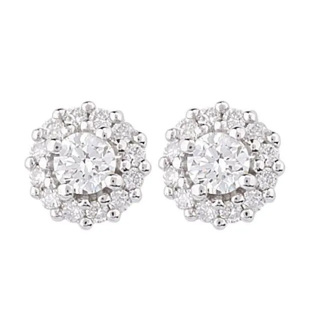 GB Earrings 410 Carats Sparkling Round Natural Earth Mined Diamond Halo Stud Earrings White Gold 14K GB Earrings 410 Carats Sparkling Round Natural Earth Mined Diamond Halo Stud Earrings White Gold 14K