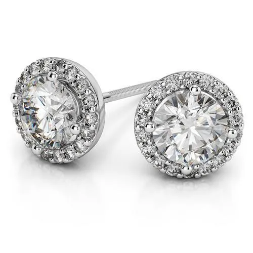 GB Earrings Brilliant Cut 4 Carats Natural Earth Mined Diamonds Women Studs Halo Earrings White Gold GB Earrings Brilliant Cut 4 Carats Natural Earth Mined Diamonds Women Studs Halo Earrings White Gold
