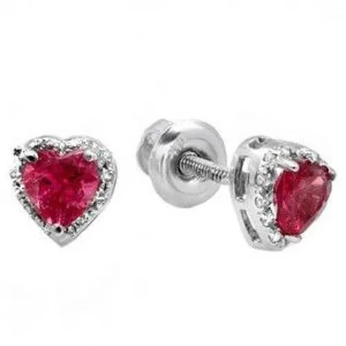 GB Earrings Heart Cut Pink Tourmaline With Natural Earth Mined Diamond Studs Earring 1640 Carats GB Earrings Heart Cut Pink Tourmaline With Natural Earth Mined Diamond Studs Earring 1640 Carats