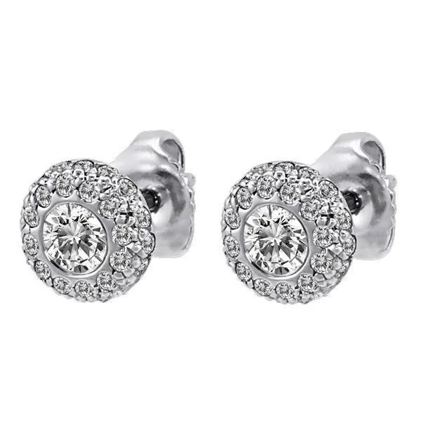 GB Earrings Ladies Studs Earrings 370 Ct White Gold 14K Bezel Set Natural Earth Mined Diamonds Halo GB Earrings Ladies Studs Earrings 370 Ct White Gold 14K Bezel Set Natural Earth Mined Diamonds Halo
