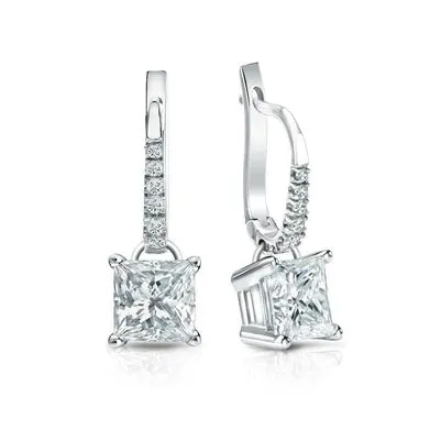 GB Earrings Princess Round Cut 350 Ct Real Natural Earth Mined Diamonds Dangle Earrings White Gold GB Earrings Princess Round Cut 350 Ct Real Natural Earth Mined Diamonds Dangle Earrings White Gold