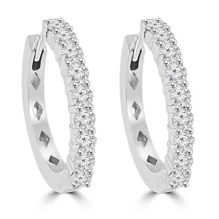 GB Earrings Sparkling 4 Ct Round Natural Earth Mined Diamonds Lady Hoop Earrings White Gold 14K GB Earrings Sparkling 4 Ct Round Natural Earth Mined Diamonds Lady Hoop Earrings White Gold 14K