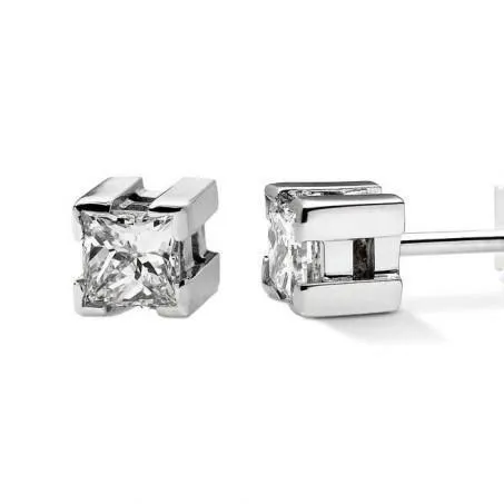 GB Earrings Sparkling Princess Cut Natural Earth Mined Diamond Stud Earring 070 Carat White Gold 14K GB Earrings Sparkling Princess Cut Natural Earth Mined Diamond Stud Earring 070 Carat White Gold 14K