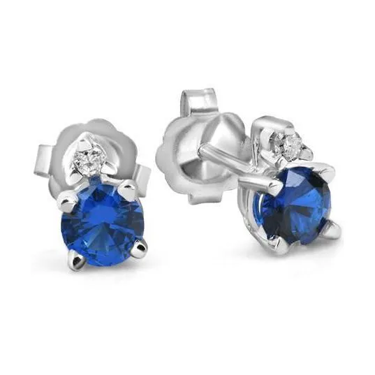 GB Earrings White Gold Blue Sapphire And Natural Earth Mined Diamonds 330 Ct Lady Studs Earring GB Earrings White Gold Blue Sapphire And Natural Earth Mined Diamonds 330 Ct Lady Studs Earring