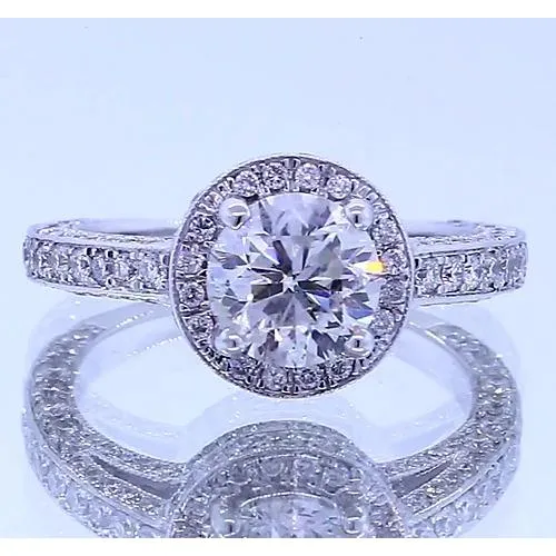GB Halo Set Round Natural Earth Mined Diamond Anniversary Ring 4 Carats Rings GB Halo Set Round Natural Earth Mined Diamond Anniversary Ring 4 Carats Rings