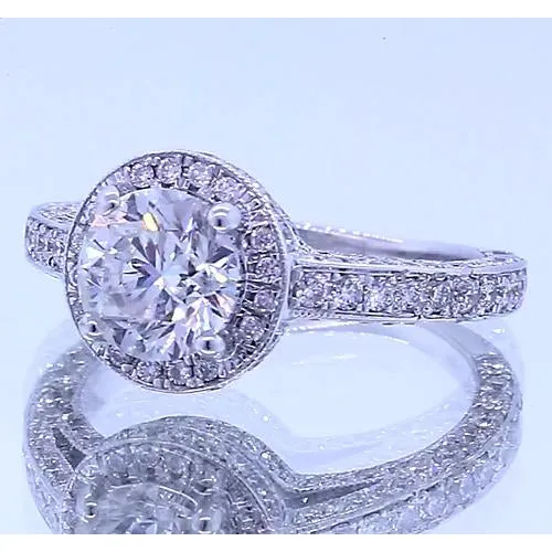 GB Halo Set Round Natural Earth Mined Diamond Anniversary Ring 4 Carats Rings GB Halo Set Round Natural Earth Mined Diamond Anniversary Ring 4 Carats Rings
