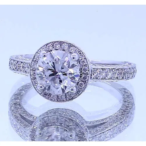 GB Halo Set Round Natural Earth Mined Diamond Anniversary Ring 4 Carats Rings GB Halo Set Round Natural Earth Mined Diamond Anniversary Ring 4 Carats Rings