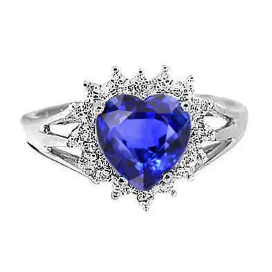 GB Heart Shape 7 Carat Sapphire Engagement Ring Rings