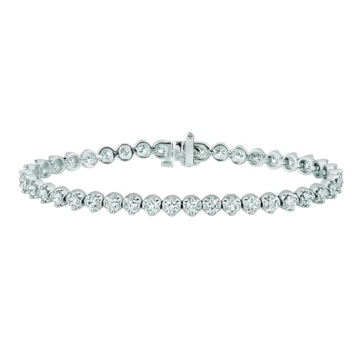 GB Natural Earth Mined Diamond Tennis Bracelet 7 Carats 14K White Gold Bracelets