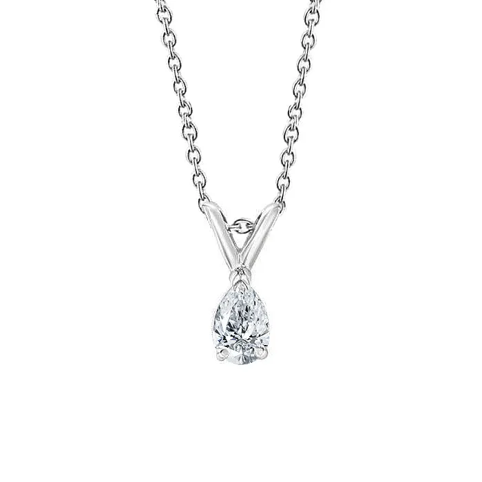 GB Necklaces 1 Carat Pear Cut Solitaire Natural Earth Mined Diamond Necklace Pendant White Gold 14K GB Necklaces 1 Carat Pear Cut Solitaire Natural Earth Mined Diamond Necklace Pendant White Gold 14K