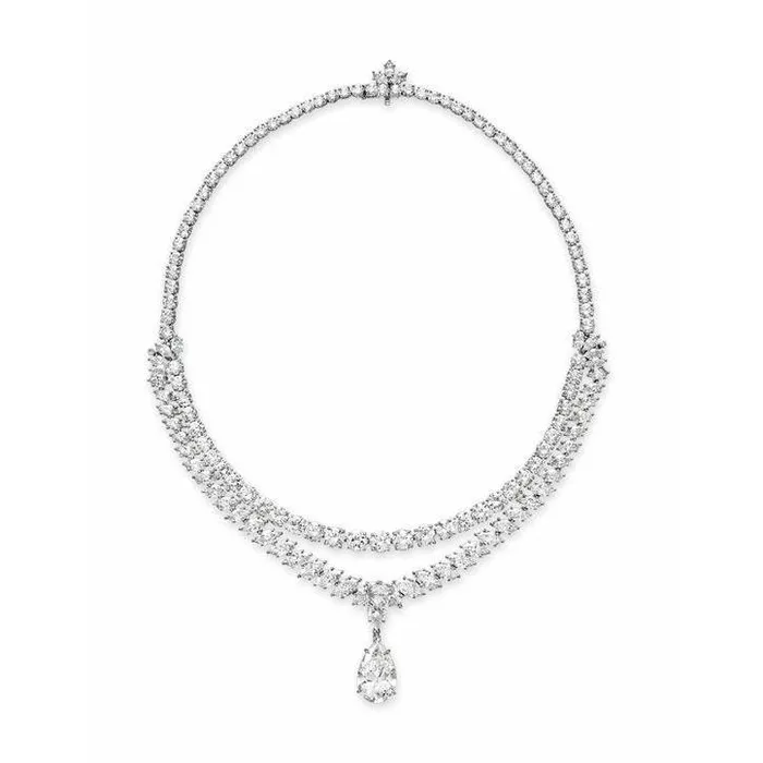 GB Necklaces 27 Ct Pear Cut With Round Natural Earth Mined Diamond Necklace White Gold 14K GB Necklaces 27 Ct Pear Cut With Round Natural Earth Mined Diamond Necklace White Gold 14K
