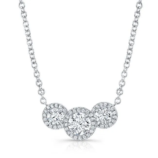 GB Necklaces 7 Carats Round 3 Stone Real Natural Earth Mined Diamond Ladies Necklace Pendant White Gold 14K GB Necklaces 7 Carats Round 3 Stone Real Natural Earth Mined Diamond Ladies Necklace Pendant White Gold 14K