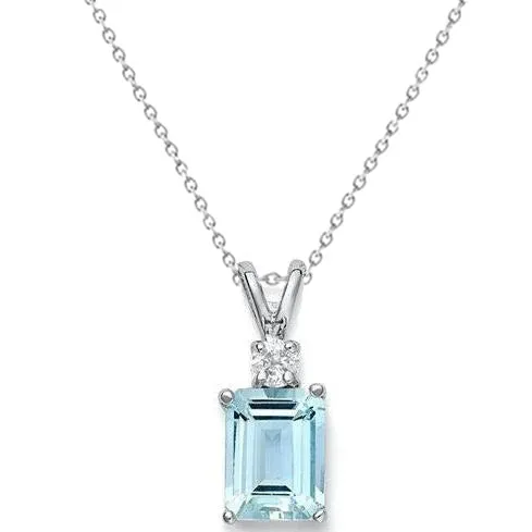 GB Necklaces Big Aquamarine With Natural Earth Mined Diamonds 15 Ct Pendant With Chain White Gold 14K GB Necklaces Big Aquamarine With Natural Earth Mined Diamonds 15 Ct Pendant With Chain White Gold 14K