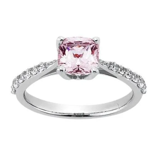GB Rings 191 Carat Pink Sapphire Cushion White Engagement Ring Gemstone GB Rings 191 Carat Pink Sapphire Cushion White Engagement Ring Gemstone