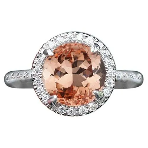 GB Rings 1285 Ct Brilliant Cut Morganite And Natural Earth Mined Diamonds Anniversary Ring Gold GB Rings 1285 Ct Brilliant Cut Morganite And Natural Earth Mined Diamonds Anniversary Ring Gold