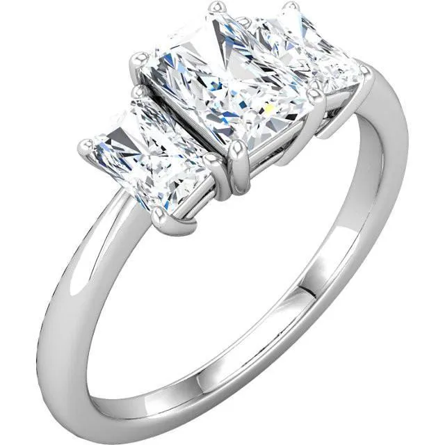 GB Rings 210 Carat Princess Natural Earth Mined Diamond Three Stone Ring White Gold 14K GB Rings 210 Carat Princess Natural Earth Mined Diamond Three Stone Ring White Gold 14K