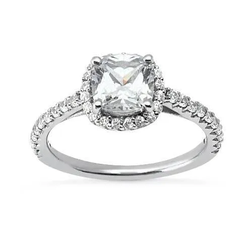 GB Rings 275 Carat Cushion Halo Natural Earth Mined Diamond With Accents Ring White Gold 14K New GB Rings 275 Carat Cushion Halo Natural Earth Mined Diamond With Accents Ring White Gold 14K New