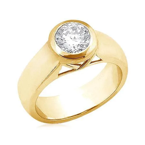 GB Rings 2 Ct Round Natural Earth Mined Diamond Solitaire Yellow Gold Ring New GB Rings 2 Ct Round Natural Earth Mined Diamond Solitaire Yellow Gold Ring New